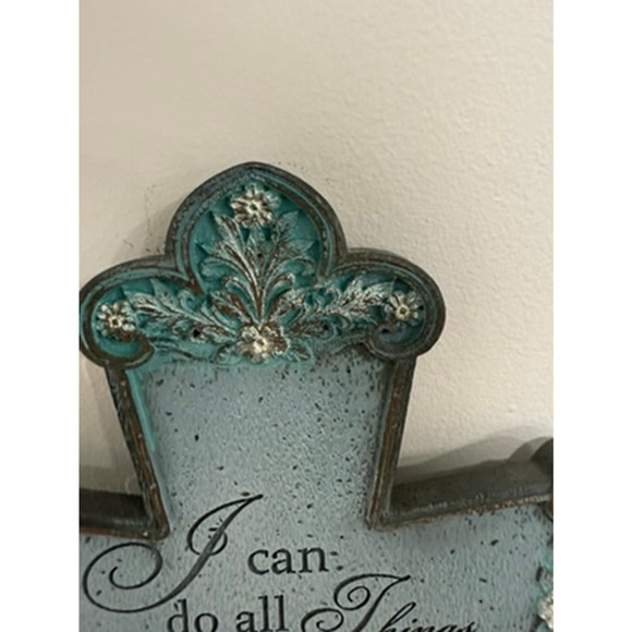 Philippians 4:13 Wall Cross, Blue MDF Scripture Decor, Farmhouse Christian Gift - Picture 7 of 10